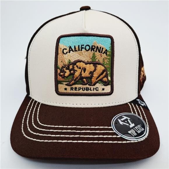 Retro Outdoors Bear California Republic Curved Bill Embroidered Patch Cap Hat main image 4